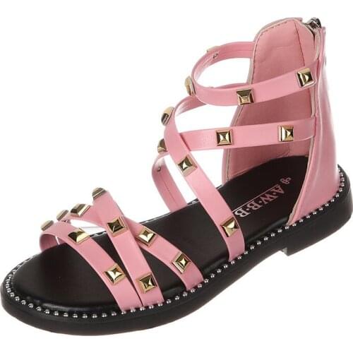 Children Roman Sandals For Girls Rivets High Top Kids Summer Sandals Gladiator Fashion Casual Soft Classic 2021 Summer All Sizes