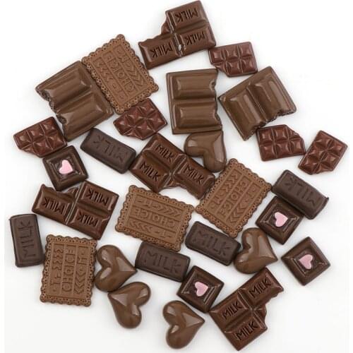 30PC Chocolate Resin Flatback Flat Back Cabochon Kawaii DIY Resin Craft Decoration Miniature Resin Cream Bread Food For Phone