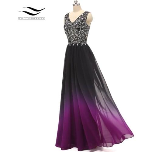 Solovedress Floral Print Pattern Sweetheart Beaded V Neck Prom Dress Long Prom Dress Appliques vestido de fiesta Gown SLP328