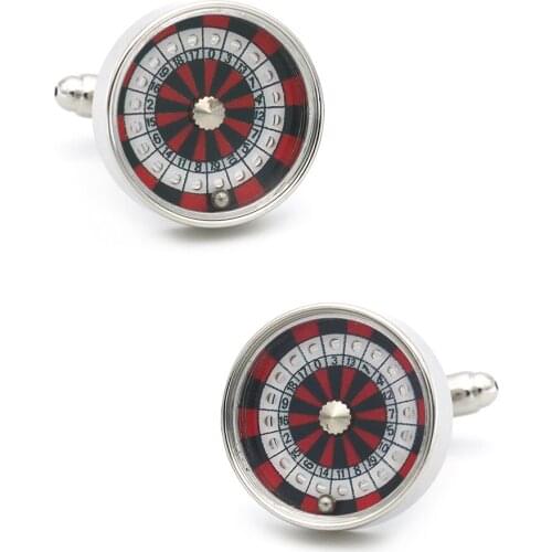 Wheel of Fortune Design Roulette Cufflinks Quality Brass Material Red Color Cuff Links Wholesale & Retail