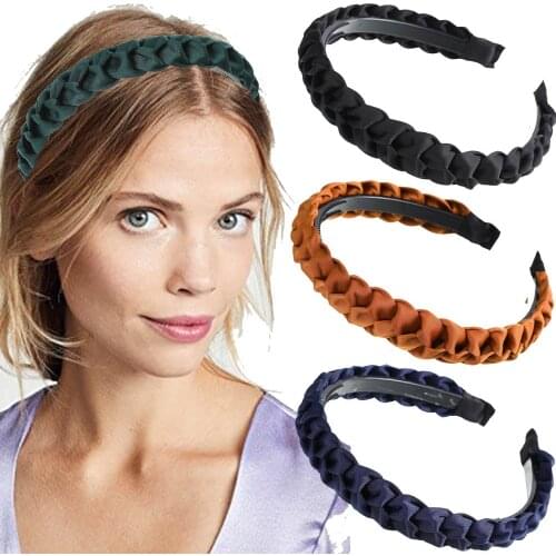 Haimeikang Twist Braided Headbands Women Solid Color Hair Bands Headwear Fashion Elastic Bezel Hair Hoop Hair Accessories