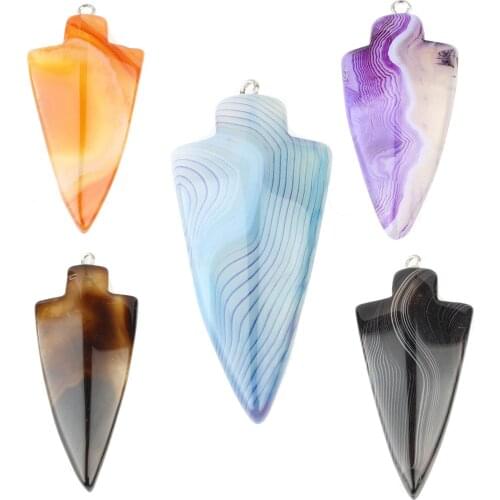1pc Natural Agates Stone High-quality Arrow Shape Pendant Chain for Charms Womens Jewelry Making DIY Necklace Accessories Wicca