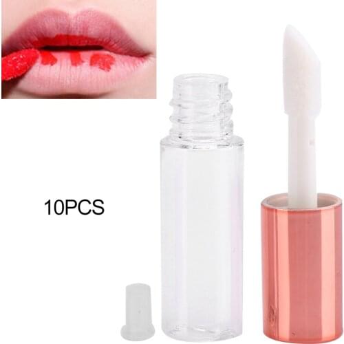 10pcs Lip Gloss Tube DIY Small Lipstick Tube Cosmetic Container With Plug Rose Gold Round Portable Refillable Cosmetic Container