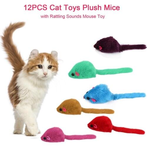 12PCS/set Cat Toys Squeak Sound Dog Toys Pet Puppy Chew Squeaker Cat Plush Mice With Rattling Sounds Mouse Toy Interactive toys