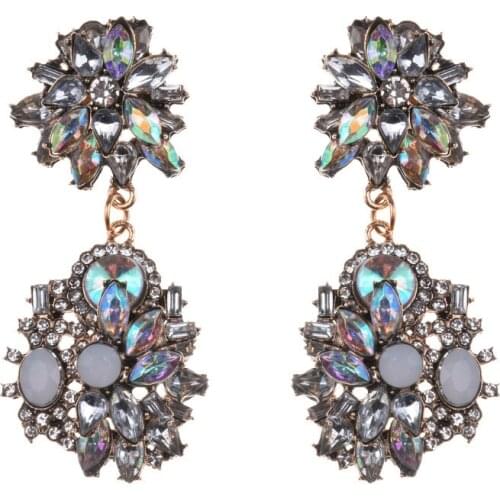 2021 Fashion Layered Crystal Rhinestone Drop Earrings Women Luxury Vintage Ethnic Long Earrings Jewelry Female Statement Dangle