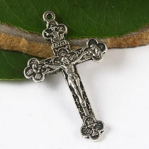 4pcs Tibetan silver color crucifix charms h2742
