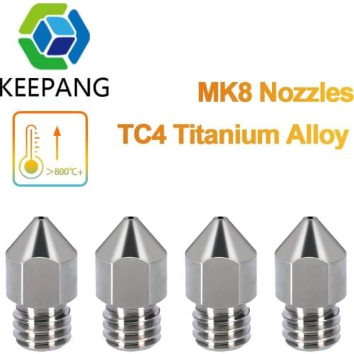 5Pcs TC4 Titanium Alloy MK8 Nozzles High Strength Corrosion Resistant Nozzle for Ender 3 CR10 Ender 5 Two Trees Bluer 3D Printer