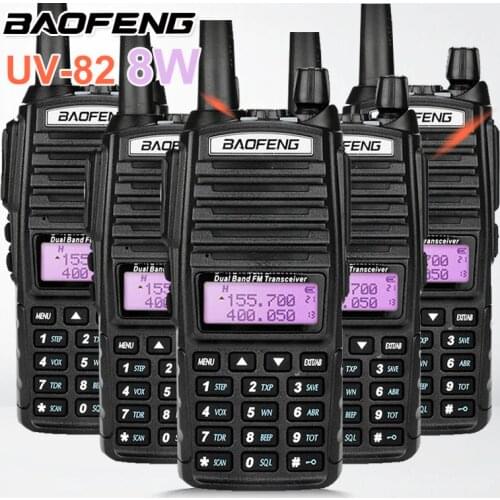 5PCS BAOFENG UV-82 UV82 8W Dual PTT Walkie Talkie 10KM VHF UHF HF Marine Radio Transceiver VOX Scrambler Ham Radio Station UV 82