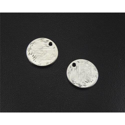 50pcs Silver Color carved round Charm Pendant DIY Necklace Bracelet Bangle Findings 15mm A1493