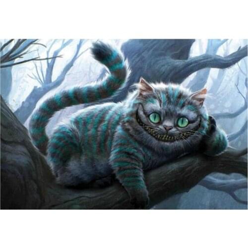 5D DIY Beads Cartoon Alice Wonderland Grin Cat Diamond Painting Embroidery Cross Stitch Handwork Mosaic Picture Decor FC753