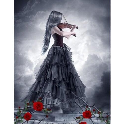 5D Diy Diamond Painting Portrait Diamond Embroidery Violin girl Full Square Drill Mosaic Cross Stitch Kit Home DecorationZP-2306