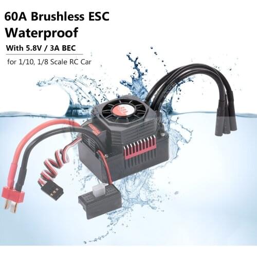 SURPASS HOBBY 3660 2600KV Brushless Motor with Heat Sink and 60A ESC with BEC Waterproof for 1/10 1/8 RC Car Truck
