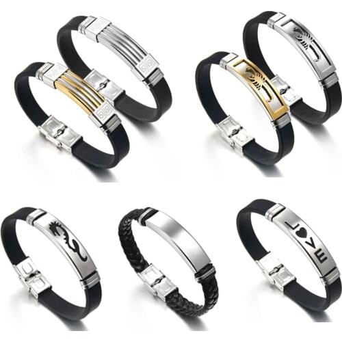 Golden Silvery Stainless Steel Cuff Bracelet Black Resin Love Heart Scorpion Bracelets Men Girls Boys Jewelry Accessories Gifts