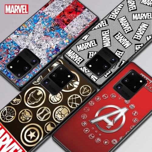 Marvel Logo Fashion For Samsung A01 11 21 21S 31 41 51 71 81 91 52 72 32 01 02 22 S10 20 5G Ultra Plus Black Soft phone Case