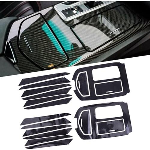 1 Set PVC Carbon Fiber Black Style Door Panel Gear Shift Box Cover Trim Sticker LHD Fit for Maserati Ghibli 2017 2016 2015 2014