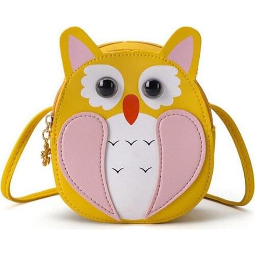 Kids Girl Owl Crossbody PU Leather Cartoon Shoulder Bag Tote Coin Purse Satchel 066F
