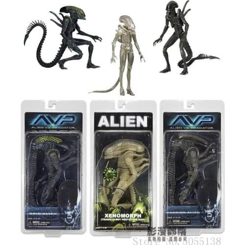 7 Inches NECA Aliens AVP Lineup 7 Alien VS Predator Grid Transparent PVC Action Figure Model Collection Toy With Original Box