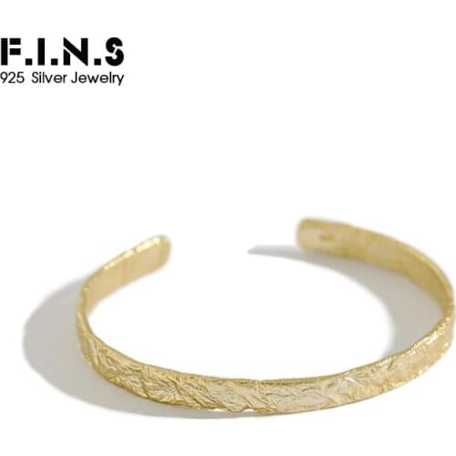 F.I.N.S Korean S925 Sterling Silver Bracelet INS 2020 New Design Wrinkle Concave Bangle Bracelet Silver Female Fine Jewelry