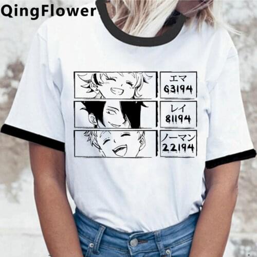 Janpan Anime The Promised Neverland Emma Norman Ray T-shirt Harajuku Graphic Tshirt Unisex Kawaii T Shirt Hip Hop Top Tees Male