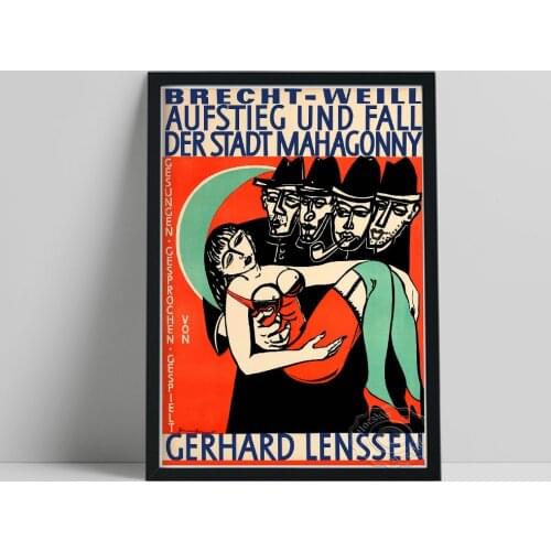 Gerhard Lenssen 1961 Vintage German Exhibition Poster, Brecht-Weill Aufstieg Und Fall Art Prints, Abstract Art Home Wall Decor