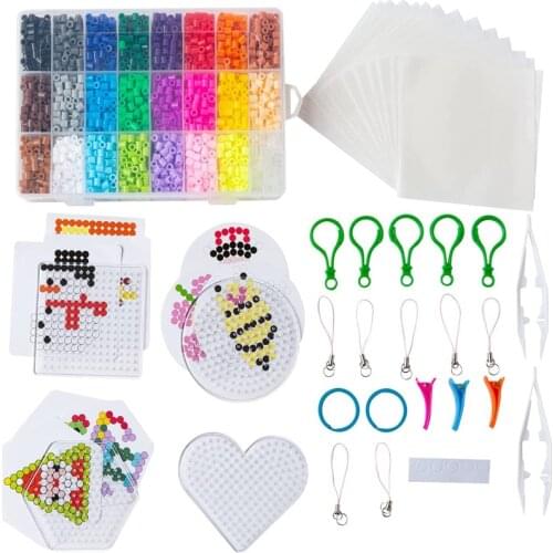 JINLETONG 4000Pcs Hama Beads 5mm with Bead Pegboards Pattern Beads In Storage Box 24 Creative Colors for Kids Puzzle