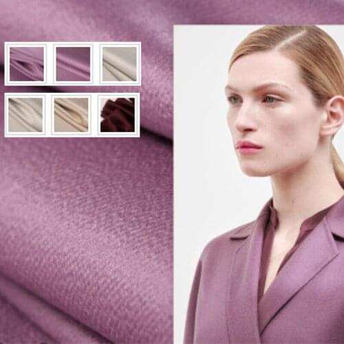 Quality 155CM Wide 680-700G/M Weight Purple Double-faced Water Wave Cashmere Wool Autumn and Winter Overcoat Fabric E1137