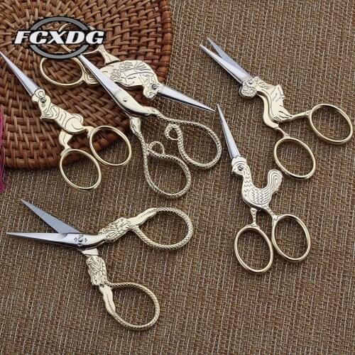 Chinese 12 Zodiac Shapes Golden Scissors Stainless Steel Antique Scissors for Sewing High Quality Sharp Sewing Thread Scissors