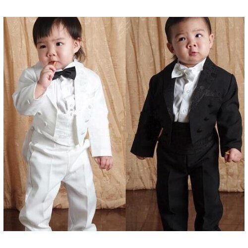 High Quality Baby boy tuxedo suit for wedding child blazer clothing set 5pcs:coat+vest+shirt+tie+pants boy formal dress 1-3year