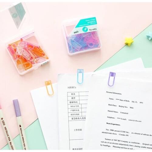 60pcs Multi Color Paper Clips Set Transparent ABS Plastic Marker Clip File Index Bookmark Novelty Office School Supplies 6480