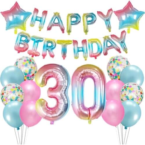 29pcs Gradient 40 inch Number Foil Balloons Digital Helium latex Ballon 18 20 25 30 50th Adult Decoration Birthday Party Balloon