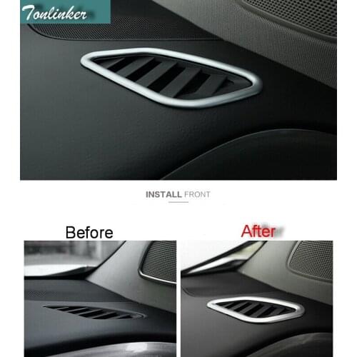 Tonlinker Dashboard Small outlet Cover Stickers for Nissan Murano 2015-19 Car styling 2 PCS Stainless steel/ABS Cover stickers