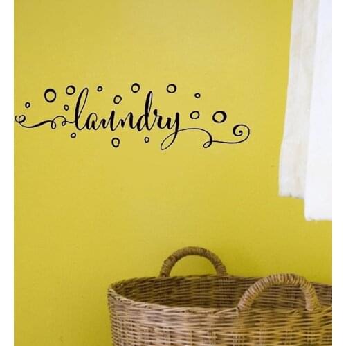 Laundry Room Wall Sticker Decoration Art Murals Vinyl Laundry Sign With Bubbles Decals For Home Wash Room Murals Wallpaper