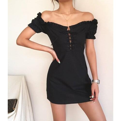 MRMT 2021 Brand New Womens Dress Ruffled Lantern Sleeve Drawstring High Waist Dress for Female with A Solid Collar Tops Dress