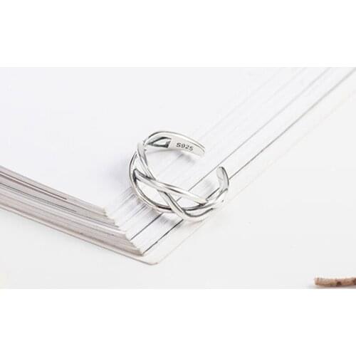 Original Silver 925 Rings For Women Open Adjustable Ring 2021 Trend Jewelry Vintage Rings Weave Multi-storey Finger Double-deck