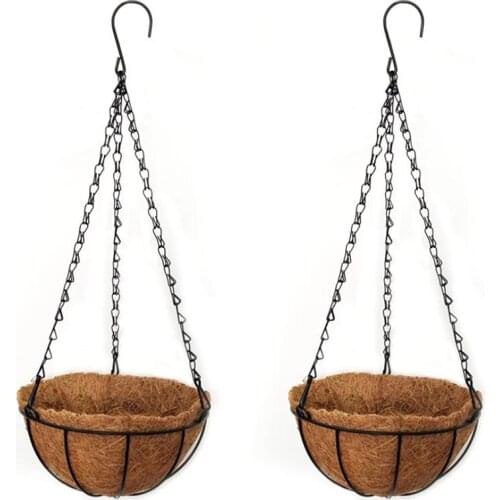2 Pcs 10 Inch Hanging Coconut Vegetable Flower Pot Basket Liners Planter Garden Decor Iron Garden Flower & Planters Pots