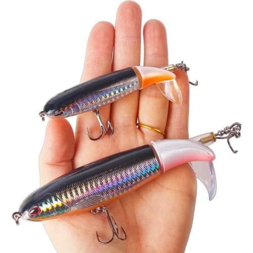 1 PCS Whopper Popper 10cm/14cm Topwater Fishing Lure Artificial Bait Hard Plopper Soft Rotating Tail Fishing Tackle Geer Pesca