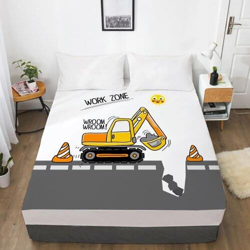 Car Cartoon Kids Elastic fitted sheet bed sheet With An Elastic Band 150x200 Mattress Cover Bed cover for children baby zone