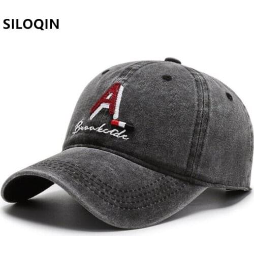 SILOQIN Men Women Washed Cotton Letter Embroidery Baseball Caps Snapback Cap Adjustable Size Casual Sports Cap Bone Couples Hats