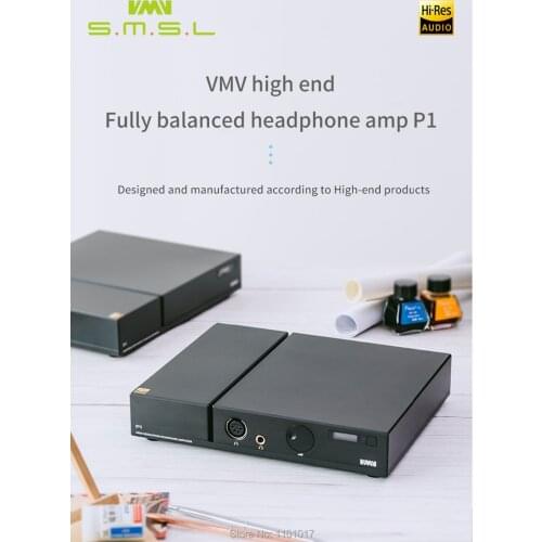 SMSL P1 Headphone Amp Hi-end Desktop Fully Balanced HIFI Headphone Amplifier RCA/XLR input 6.35mm/ balanced output With Remote