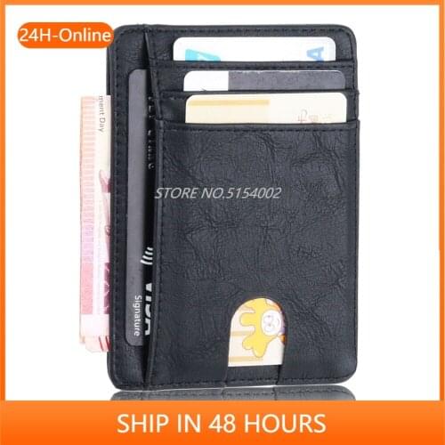 Slim RFID Blocking Leather Wallet Credit ID Card Holder Purse Money Case for Men Women 2021 Fashion Bag Card