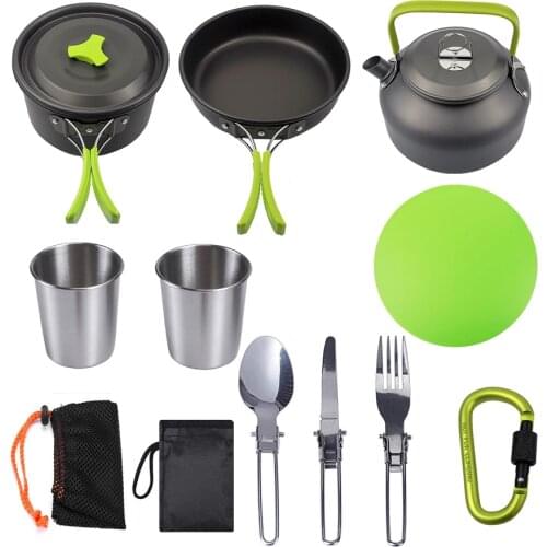 Ultra-Light Portable Camping Non-stick Cookware Outdoor Tableware Water Kettle Pan Travel Utensils Hiking Picnic Cook Tools set