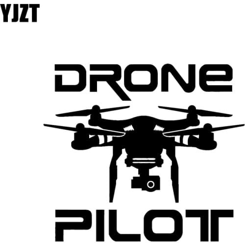 YJZT 15CM*13.1CM Vinyl Decal Car Sticker " Drone Pilot " UAV Black/Silver C3-0155