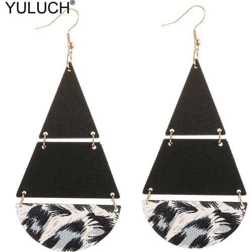 YULUCH Ethnic Wooden Dangle Earrings For Women Lady Party Jewelry Dropshiping African Natural Pompom Long Big Pendant Earrings