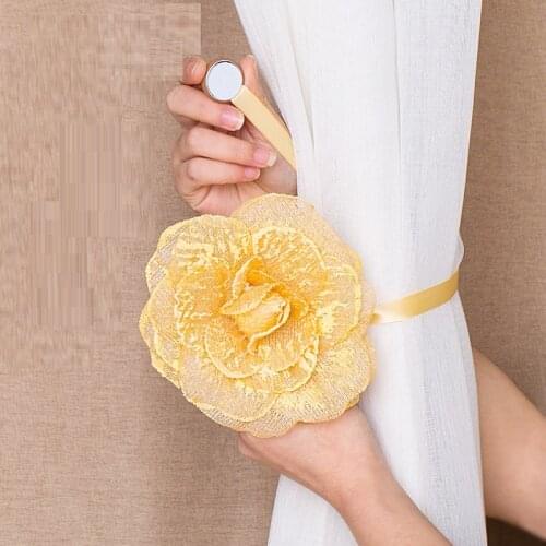Flower Shape Window Curtain Tieback Ribbon Magnetic Buckle Drape Holdback Home Decor Curtain Tieback