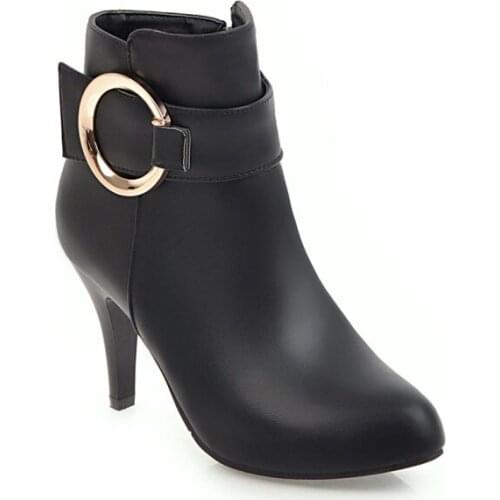 Big Size 9 10 11 12 boots women shoes ankle boots for women ladies boots shoes woman winter Metal decoration