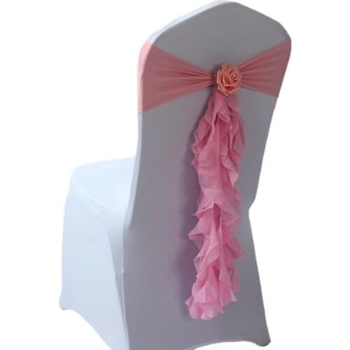 1pcs New Wedding Ribbon Chair Sashes Elastic Spandex Organza Chair Sash Covers Wedding Banquet Supplies Decorations