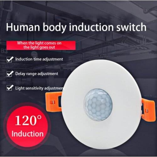 110-220V Human Body Sensor Switch Embedded Concealed Body Infrared PIR Motion Sensor Switch Detection Ceiling Installation