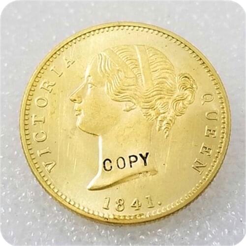 1841 India - British 1 Mohur - Victoria Double Braid One Mohur Brass Metal Of East India Company COPY COIN