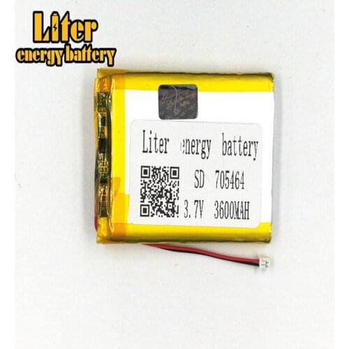 1.25MM 2pin connector 3.7 V 705464 3600mah rechargeable lithium polymer battery e-books GPS PDA Recreational machines