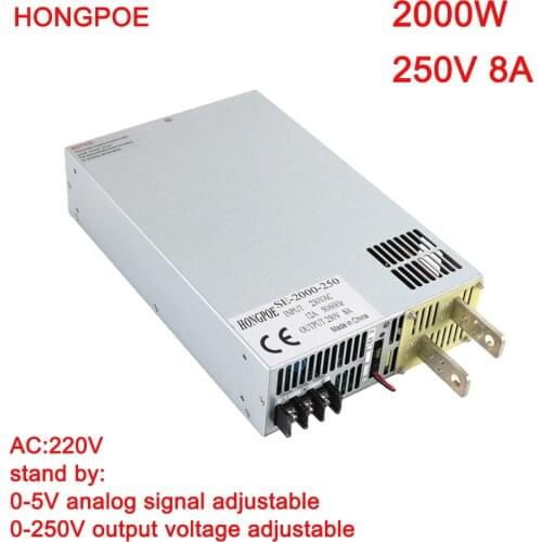 2000W 8A 250V Power Supply 250V Transformer 0-5V Analog Signal Control 0-250V Adjustable Power Supply 250V SE-2000-250